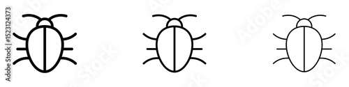 Bug icons. Thin linear graphic pictogram for website