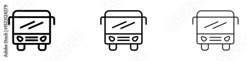 Bus icons. Thin linear graphic pictogram for website