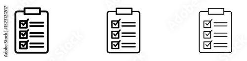 Checklist icons. Thin linear graphic pictogram for website