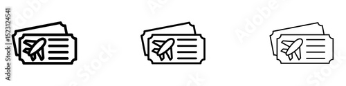 Airline ticket icons. Thin linear graphic pictogram for website