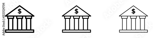 Bank icons. Thin linear graphic pictogram for website