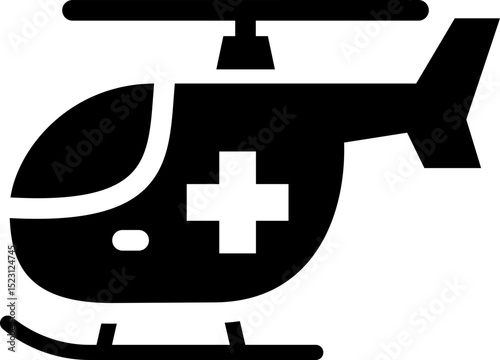 Rescue helicopter icon. Silhouette style.
