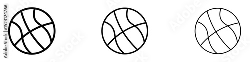 Basketball icons. Thin linear graphic pictogram for website