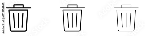 Bin icons. Thin linear graphic pictogram for website