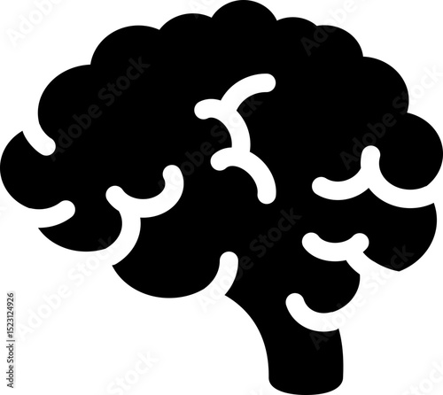 Human brain icon. Silhouette style.