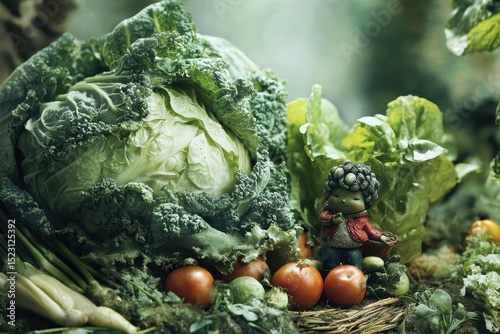 Healthy organic vegetables, An assortment of vibrant organic vegetables, such as bell peppers, zucchini, and kale, displayed in a rustic basket