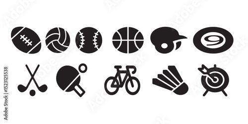 Collection of Ten Sports Icons Including Football, Baseball, Basketball,