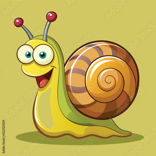 Cartoon Snail Character with a Big Smile and Googly Eyes