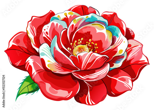 Red Watercolor Flower SVG – Floral Clipart for Romantic Crafts, Invitations, and Sublimation Designs