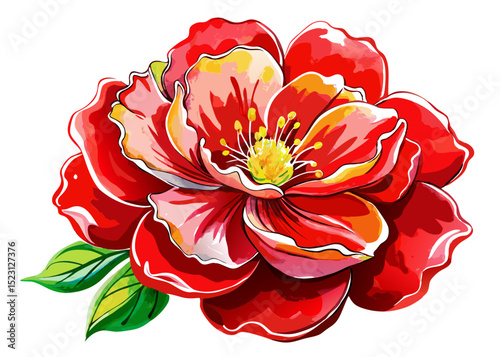 Red Watercolor Flower SVG – Floral Clipart for Romantic Crafts, Invitations, and Sublimation Designs