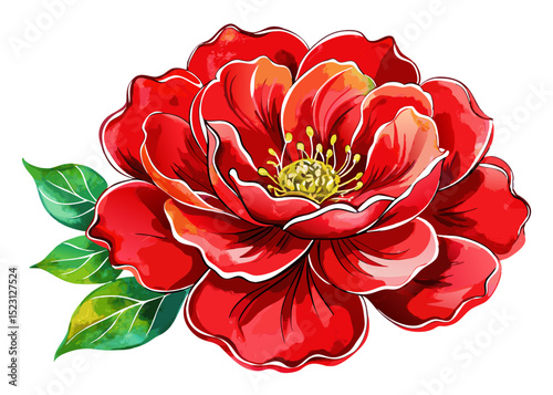 Red Watercolor Flower SVG – Floral Clipart for Romantic Crafts, Invitations, and Sublimation Designs