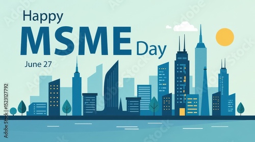 flat greeting card for Micro-, Small and Medium-sized Enterprises Day, bold lettering 