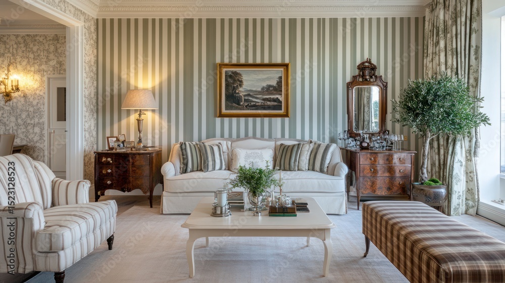 custom made wallpaper toronto digitalElegant living room with striped wallpaper