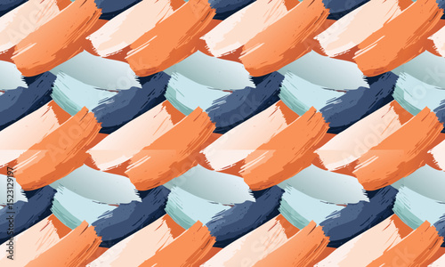Layered Diagonal Brush Strokes: Abstract Painterly Seamless Pattern