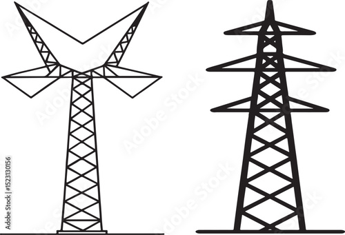 Vector Illustration of High Voltage Electricity Transmission Tower.