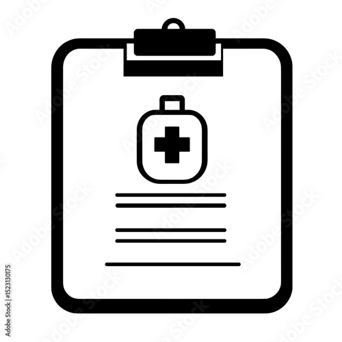Clipboard with a medical report icon for processing medical records and records on a transparent background