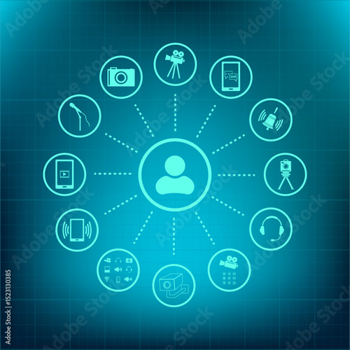 Vector icon on a blue background with a gradient