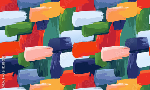 Bold Abstract Brush Strokes: Colorful Painterly Seamless Pattern