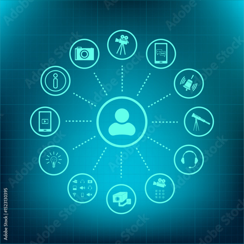Vector icon on a blue background with a gradient