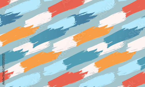 Abstract Brush Strokes: Colorful Diagonal Seamless Pattern