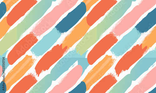 Abstract Brush Strokes: Colorful Diagonal Seamless Pattern