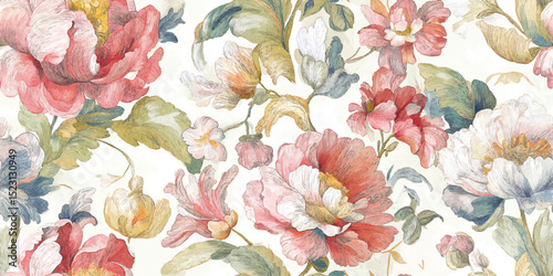 Elegant Modern Watercolor Floral Seamless Pattern. Soft Pastel Botanical Garden Bloom Design trendy design, textile, packaging, fabric, wallpaper, branding, stationery, wrapping paper interior decor