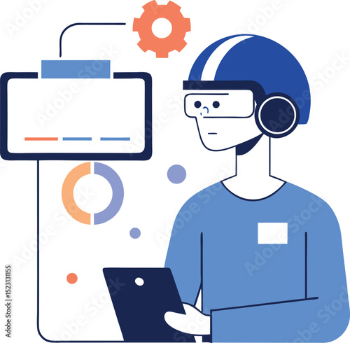Smart Helmet Display Showing System Diagnostics for Industrial Use