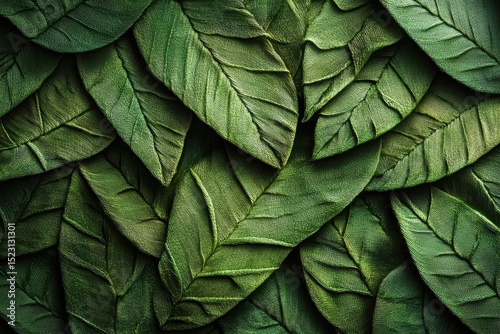 Textured green leaves create a lush natural background for decoration or design projects