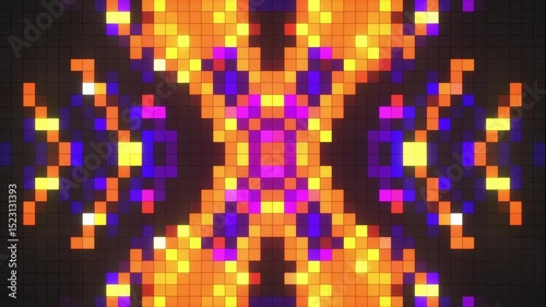 Annotation Bright mosaic. Annotation LED background with points of movement. Technological digital square background of color.  pixel background. Animation of an element of geometric .