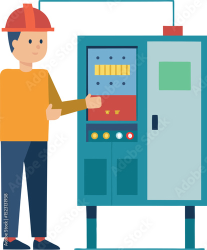 Engineer Troubleshooting Electrical Circuits in Industrial Panel