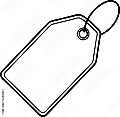 Blank price tag with string outline illustration suitable for retail commerce and promotions isolated against a clean white backdrop