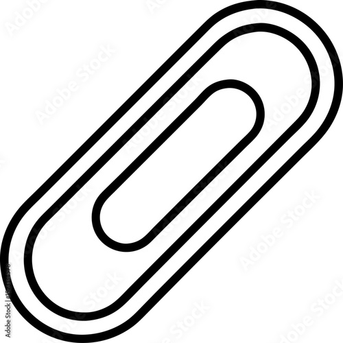 Simple black and white outlined paperclip design for office stationery document organization and minimalist graphic elements.