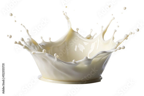 Splash of milk or cream, cut out isolated on a white background PNG, AI