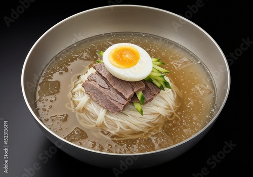 Wallpaper Mural Cold Korean noodles with beef and egg garnished with green onion   Torontodigital.ca