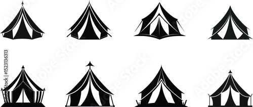 tent logo, template, event tent logo set vector illustration