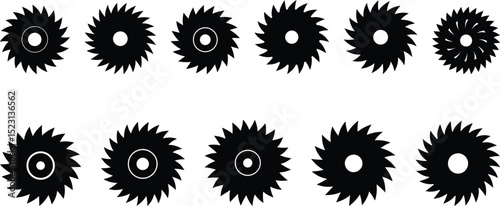 Wood cutter blade logo, saw blade set vector illustration