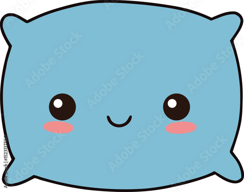Adorable cartoon pillow character with cheeks and a happy face in a cute illustration