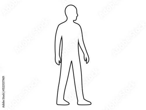 Minimal black outline icon of walking teenager isolated on white background. Concept of adolescence, youth activity, teen lifestyle, personal development, male student, young man