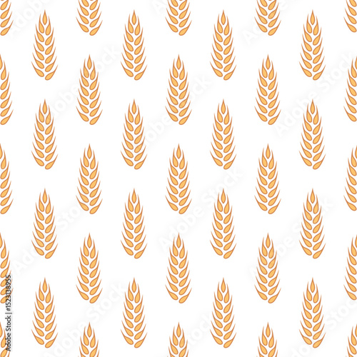 Vector Seamless Pattern with Agriculture Wheat and Cereal Ears. Organic Wheat, Rice Ear Design Template. Bread, Beer Packaging, Farming, Organic Food Concepts