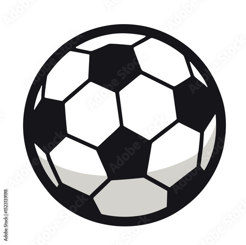 Modern vibrant hexagonal pattern soccer ball vector illustration on transparent background for football branding, sports logos, and athletic designs