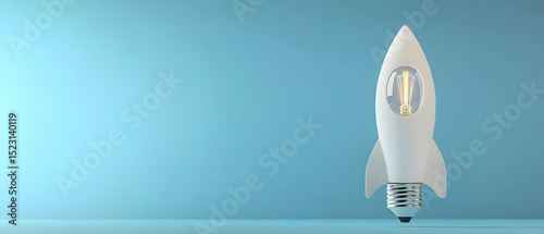 Abstract Rocket Shaped Lightbulb  Innovation Concept