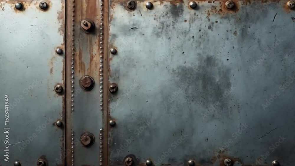 Close up of a weathered metal plate with rivets and rust creating a textured background image background texture video