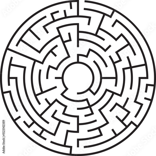 Circular Maze Puzzle Labyrinth Game, Paths, Challenge, Solution, Strategy