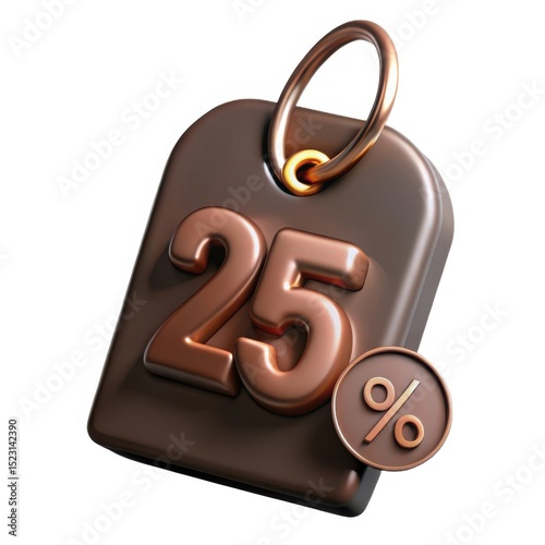 3d render of a 25 percent discount tag
