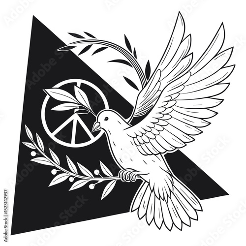 Peace dove olive branch symbol hope graphic