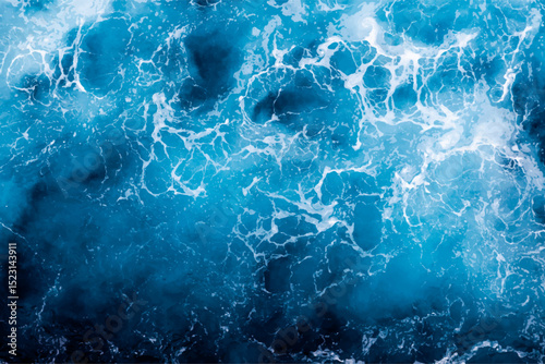 Sea surface background. Aerial view of mesmerizing foamy water. Can be used in covers, packaging, posters, textures, presentations, art and design projects. Vibrant vector illustration.