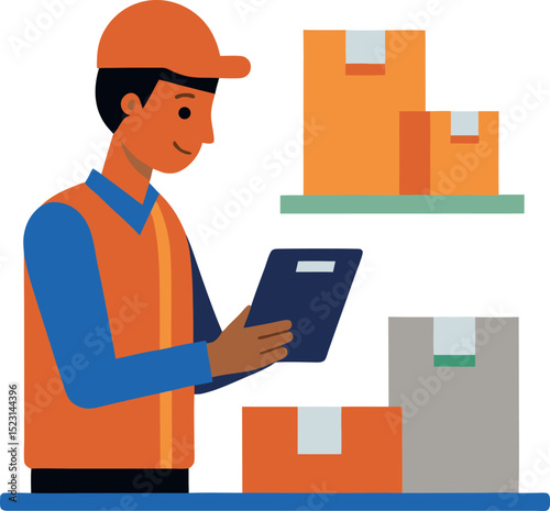 Logistics Operator Using Tablet to Scan and Track Inventory Items