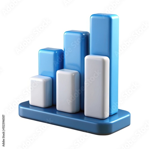 3d bar graph illustration in blue and white