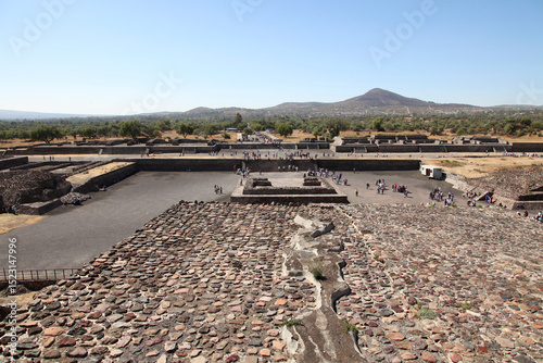 View of Ancient ruins of the Aztec and Pyramids at Teotihuacan, Mexico