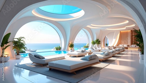 Luxury Oceanfront Relaxation Lounge: Modern Architectural Design